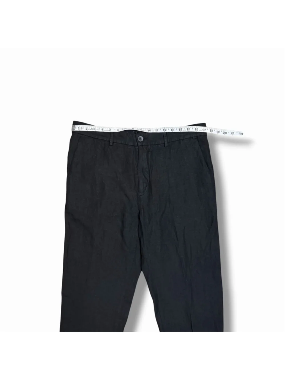 120% Lino NWT Mens Black IT50 (fits 34) Trousers Tapered Luxury Coastal Summer